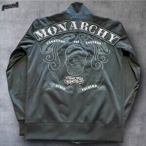 Y2K Monarchy Los Angeles Embroidered Zip Up Grunge Jacket L